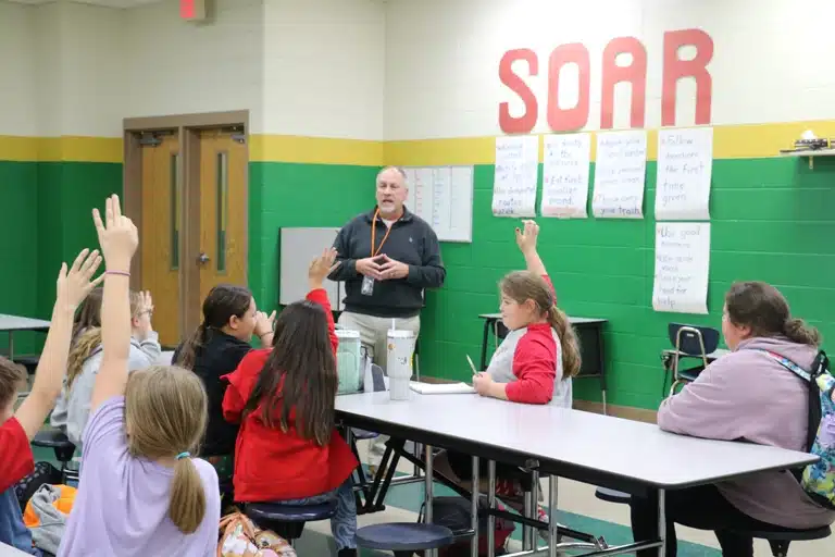 Mr. Brad Leach, Career & Technical Education Director for DeKalb County Schools, spoke with 4th & 5th grade LEAPs students at Northside Elementary recently. Students learned about different vocational classes they can take when they get to high school including diagnostic medicine, robotics & automation, mechatronics, culinary arts, and small animal science