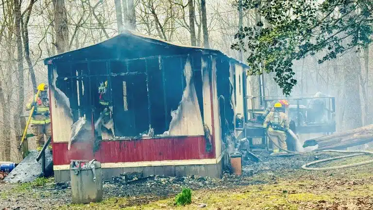 A Friday afternoon fire destroyed a single wide trailer home at 196 James Place in the Lakeview Mountain Estates area off Cookeville Highway. (DeKalb Fire Department Photo)