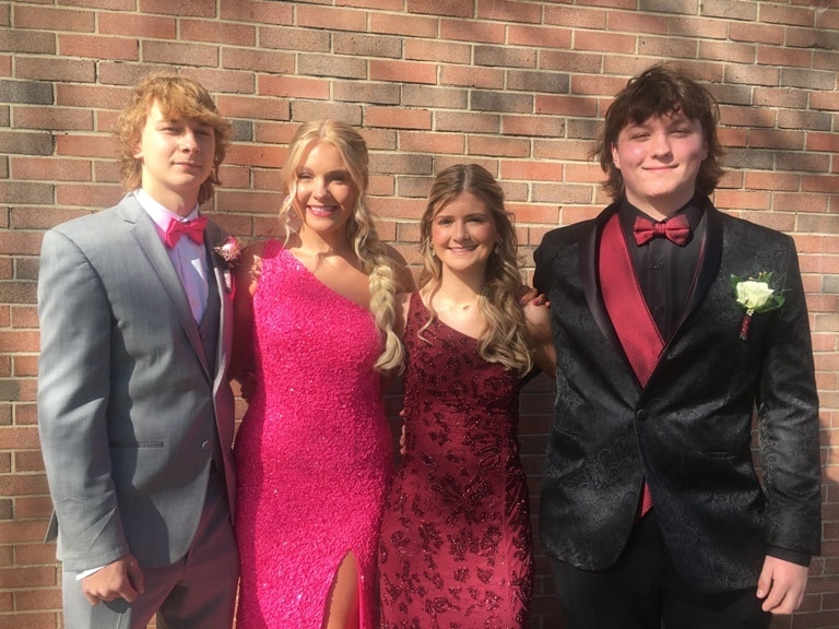 2024 DCHS Prom Night: Hunter Buchanan, Lilly Fox, Ava Pack, and Bryson Arnold