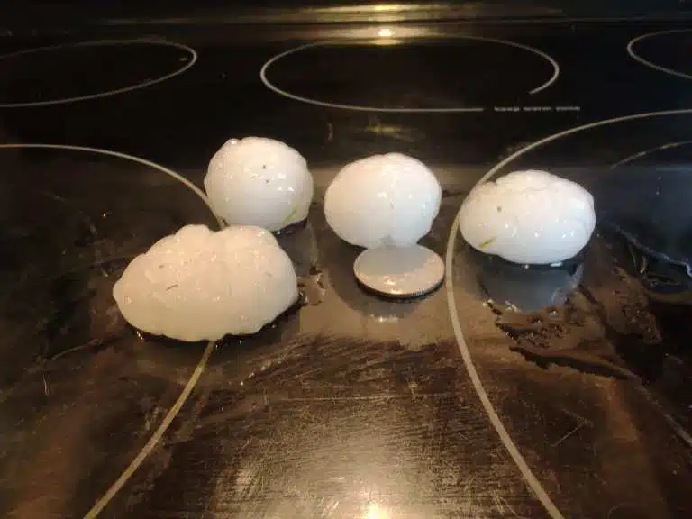 Reports of quarter to golf ball sized hail left roads in the Liberty and Alexandria area Thursday evening covered with ice and slippery. Apparently no injuries were reported