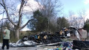 The 5th wheel camper of Nathan and Kimberly Hale of Lower Helton Road, Alexandria was destroyed by fire Thursday night, February 22