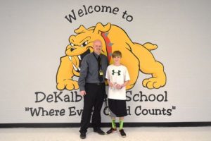 DeKalb West School 7th Grader Kaden Murphy won the Perfect Attendance Award for the 3rd nine weeks