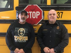 School Transportation Supervisor Jimmy Sprague and THP Trooper/Bus Inspector Craig Wilkerson