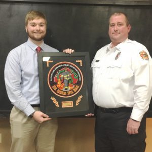 The 2017 "Rookie" award went to Firefighter Luke Green (left) of the Main Station. Award presented by Captain/Training Officer Brian Williams