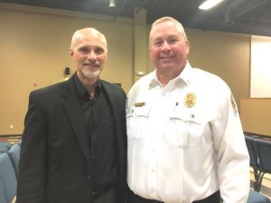 Ventriloquist David Turner with Chief Donny Green. Turner & Friends entertained during the Banquet Saturday Night.