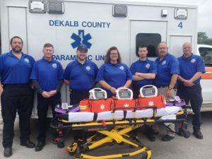 DeKalb EMS Gets New Ventilators and IntuBrite Video Laryngoscopes. Pictured Jason Rice, Trent Hillis, Cody Johnson, Stephanie Brown, Matthew Adcock, Hoyte Hale, and Joey Criddle