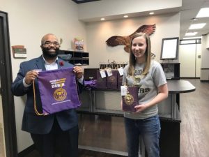 Harry Ingle, director of the Clay N. Hixson Student Success Center at Tech recognizes Amy Fricks, a math teacher at DCHS and alumna of the College of Engineering at Tech
