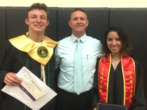 Director of Schools Patrick Cripps with the top two scholarship winners at the DCHS Class of 2018 Awards Night Program Bradley Miller and Glendaliz Ortiz-Rodriguez