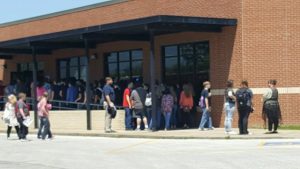 Students and teachers were evacuated from DeKalb County High School today after a fire started in a rooftop air conditioning unit (Jim Beshearse Photo)