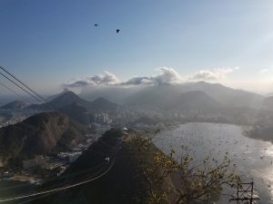 This is the view from Sugarloaf Mountain in Rio de Janiero. You are only able to access the top of the mountain by cable car (as shown in the picture). We spent our last night in Rio watching the sunset from the top of Sugarloaf Mountain.