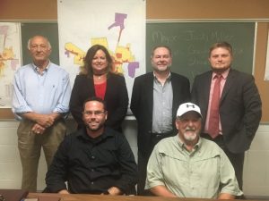 Seated- Smithville Mayor Josh Miller and Alderman Danny Washer. Standing- Aldermen Donnie Crook, Gayla Hendrix, Shawn Jacobs, and Brandon Cox