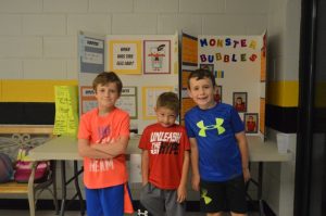 PreK-2 Science Fair winners left to right are Maddox Pyburn (Honorable Mention), Grady Thomason 1st place, Levi Reynolds, 2nd place, and Karson Mullinax (not pictured), 3rd place.