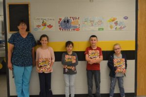 DeKalb West School had four students who were selected as the winners of the National School Nutrition coloring contest. Hannah Brown won from 4th grade, Jackson Lattimore was the 3rd grade winner, Mia Hall took the top prize from 2nd grade, and Sophia Eakes was named the Kindergarten winner.