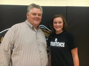 John Pryor, the Voice of the Tigers with Lady Tiger Lydia Brown who scored 25 points in the team's 78-68 win over undefeated White County Friday night in Smithville