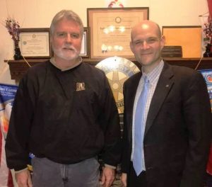 School Board Chairman Dub Evins (left) and Smithville Rotary Club President Clint Hall