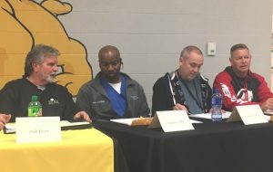 Board of Education Chairman W.J. (Dub) Evins, III and members Shaun Tubbs, Alan Hayes, and Jim Beshearse