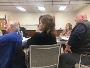County Commissioners Scott Little, Janice Fish-Stewart, Beth Pafford and Dennis Slager. Bobby Johnson and Myron Rhody screened from view (photo from previous meeting).