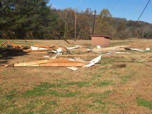 debris behind the Campbell home