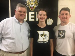 The Voice of the Tigers and Lady Tigers John Pryor with Tiger Coach John Sanders and Tiger player Lucas Hale featured on WJLE's Tiger Talk this week