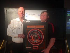 The 2018 Saint Thomas DeKalb/Ascension County Volunteer Firefighter of the Year is Steve Repasy, Station Commander of the Midway Station. Assistant County Fire Chief Anthony Boyd (left) presented the award at the annual banquet
