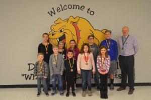 DeKalb West Students of the Month: Pictured front row left to right: Asher Desimone, Jace Peterson, Gabriel Djangirov, Jenna Burlingame, and Abigail Burlingame. Back row left to right: Blair Gipe, Miah Johnson, Izzy Hendrixson, Wesley Wright, Christian Hale, and Assistant Principal Joey Agee.