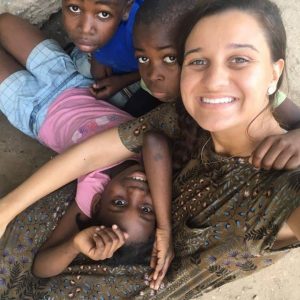 Kidman Puckett with some of her children friends and students in Haiti