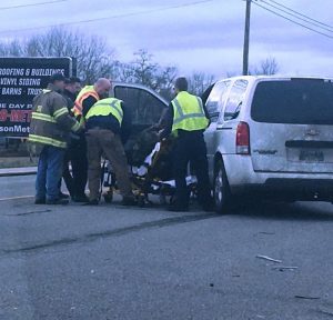 Three people were involved in a two vehicle accident Monday afternoon at the intersection of West Broad Street and Tiger Drive near DeKalb Middle School.