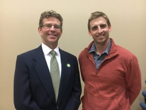 Mike Corn, the head baseball coach of the Columbia State Community College Chargers (left) was the guest speaker at the DCHS baseball chili supper and LIVE auction Monday night. Pictured with DCHS Tiger baseball coach Adam Kefauver