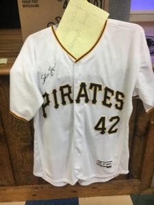 Steven Jennings autographed Pittsburgh Pirates jersey among LIVE auction items sold Monday night at DCHS Baseball Chili Supper Fundraiser