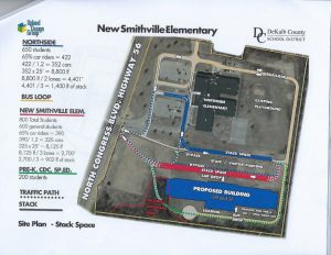 Another view of Option 1 showing traffic ingress and egress through the two school campus