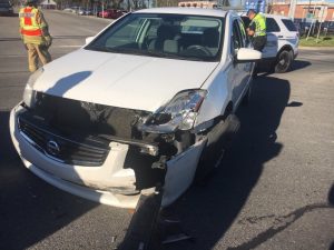 Two vehicle crash Tuesday afternoon at intersection of Broad Street and Mountain Street. This 2012 Nissan driven by Lisa Ray