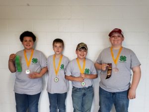 Izayah Dowell, Grady Hancock, Julian Alvarez, and Tyler Dunn made up the 4th place livestock judging team. Izayah was 6th high individual and Tyler placed 8th.