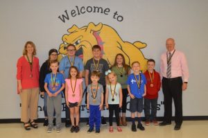DeKalb West Names Students of the Month: Front row l to r: Max Hendrixon, Charley Prichard, Lucas Yancey, Maggie Hendrix, and Jonah Maynard. Back row l to r: Principal Sabrina Farler, Emily Satterfield, Lauren Fry, Noah Evans, Izzy Prichard, Kolby Slager, and Assistant Principal Joey Agee.