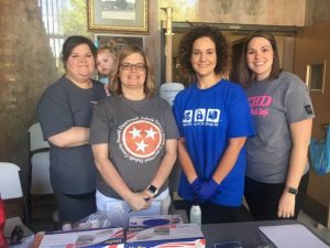 Prescription Drug Take Back Event Saturday at Smithville City Hall: Ashby Woodward, DeKalb Health Department Nursing Supervisor; Ronda Johnson, DeKalb Health Department LPN; Elise Driver, DeKalb Coordinated School Health; and Megan Kinslow, DeKalb Health Department Health Educator