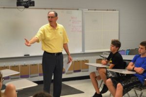 Thomas Groom, who worked for years in the Human Resources Department at Nissan Manufacturing, informed the 6th through 8th graders about public relations, communications and human resources