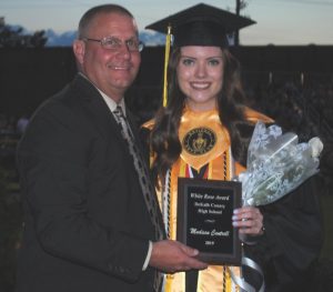 DCHS Principal Randy Jennings Presents White Rose Award to Madison Cantrell