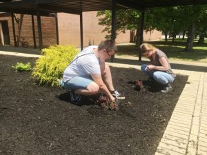 Students Autumn Hendrixson and Ariana Keith participating in DCHS Beautification Day