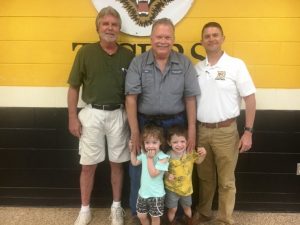 Earl Jared has retired at the DeKalb County School District as Maintenance Supervisor, a position he has held for 26 years. A reception was held for him at DCHS. Pictured with Board of Education Chairman W.J. (Dub) Evins III (left) and Director of Schools Patrick Cripps(right) and Earl’s grandchildren Luke and Lela Young