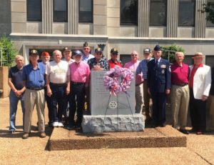 Wreath placed at monument by veterans and others at the conclusion of Memorial Day program in 2019