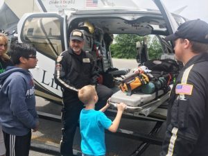 Students attending summer school at Northside Elementary School Tuesday were treated to a visit from a Vanderbilt Life Flight helicopter ambulance crew