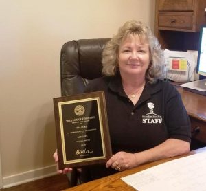 Tina Ford was recently presented her award for 40 years of service with the State of Tennessee and all of those years served working at Edgar Evins State Park.