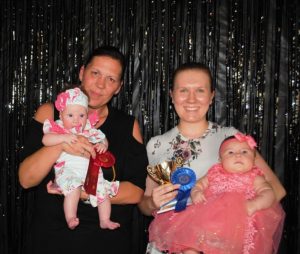 Girls (Birth to 3 months) Winner: Emmaline Foutch, 3 month old daughter of Daniel and Lacey Foutch of DeKalb County (right); Runner-up: Emberleigh Knowles, 3 month old daughter of Gabriel and Kylee Knowles of Smithville (left)