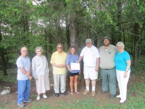Friends of Edgar Evins State Park Receives Grant: Ron Davies, Woodbury, Barbara Comfort and Jerry Comfort, both of Smithville, Lynn Brown, Treasurer, Brush Creek, Fount Bertram, Bradyville, representing Friends of Tennessee State Parks, Brad Halfacre, Park Manager, Anna Bertram Bradyville.