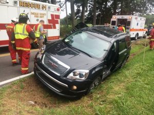A woman was involved in a crash Monday afternoon on New Home Road near King Ridge Road.