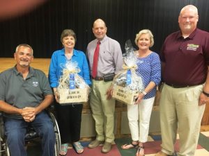 Members of the DeKalb County Fair Association presented Tennessee Department of Agriculture Commissioner Charlie Hatcher with a gift basket in appreciation to the department for providing a grant making possible a new 18,200 square foot Agriculture Center building at the DeKalb County Fair. Pictured: Jeff McMillen, Judy Sandlin, Commissioner Hatcher, Pat Parkerson, and Johnny Barnes