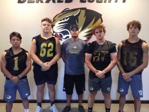 Listen for WJLE’s Tiger Talk Program tonight (Friday) at 6:30 p.m. on AM 1480/FM 101.7 or LIVE stream at www.wjle.com. featuring DCHS Football Players pictured here left to right: Senior Captain Alan Munoz, Senior Captain Isaac Cross, Tiger Coach Steve Trapp, Senior Captain David Bradford, and Junior Captain Desmond Nokes
