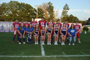 DeKalb Saints 8th grade football players and cheerleaders recognized on “8th grade night” Thursday evening: Front row left to right: Abby Cross, Ansley Cantrell, Chloe Lawson, Ellie Dillard, Ally Fuller, Jade Mabe, Elaina Turner, and Caley Taylor. Back row left to right: Konner Young, Austin Nicholson, Trace Hamilton, Wil Farris, Bryce Stembridge, Briz Trapp, Ari White, and Aaron Hatfield.