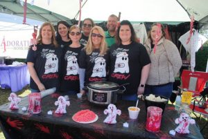 2019 Habitat Chili Cook-Off and Bake Sale: Boo Boo Crew” from the DeKalb County Health Department placed 3rd for Best Decorated Booth- Ronda Johnson, Megan Kinslow, Jennifer Butterbaugh, Theresa (Tess) Sunsera, Dreama Howard, Michael Railing, Ashby Woodward, and Heather Little