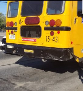 School Bus #15-43 sustains minor damage in rear end collision (Jim Beshearse Photo)
