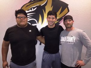“Tiger Talk” begins at 6:30 p.m. tonight (Friday) featuring DCHS Coach Steve Trapp and Tiger Football Players Alan Munoz, Daniel Puckett, and Bryan Portillo. John Pryor, the Voice of the Tigers, is the host of the program. Pictured: Bryan Portillo, Daniel Puckett, and Coach Trapp